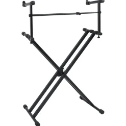vidaXL Keyboardstandaard X-frame dubbel versterkt zwart