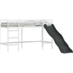 vidaXL Kinder loft bedframe met glijbaan Wit en Antraciet 75 x 190 cm
