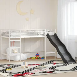 vidaXL Kinder loft bedframe met glijbaan Wit en Antraciet 75 x 190 cm
