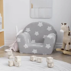 vidaXL Kinderbank met sterren zacht pluche lichtgrijs