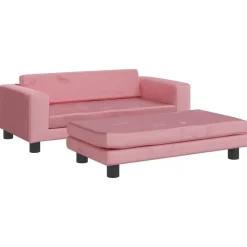 vidaXL Kinderbank met voetensteun 100x50x30 cm fluweel roze