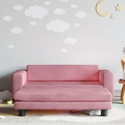 vidaXL Kinderbank met voetensteun 100x50x30 cm fluweel roze