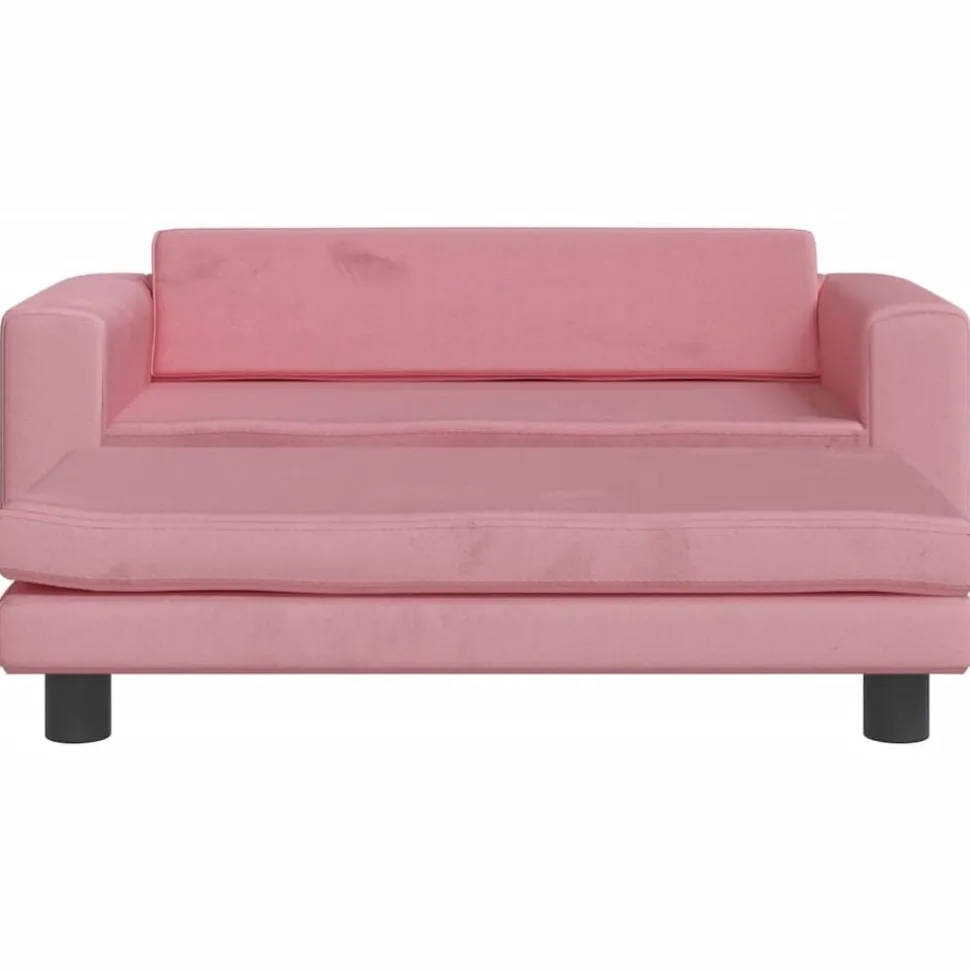 vidaXL Kinderbank met voetensteun 100x50x30 cm fluweel roze