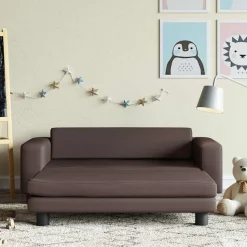 vidaXL Kinderbank met voetensteun 100x50x30 cm kunstleer bruin