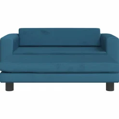 vidaXL Kinderbank met voetensteun 100x50x30 cm fluweel blauw