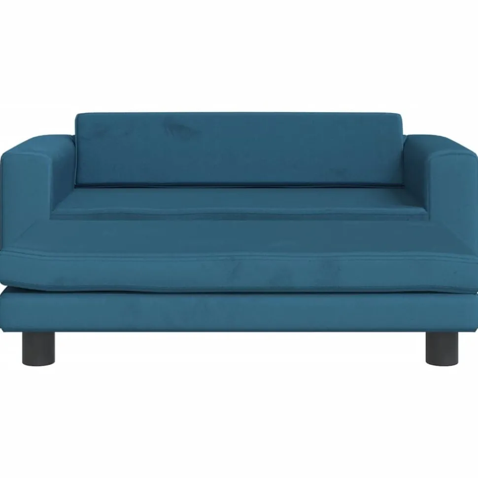 vidaXL Kinderbank met voetensteun 100x50x30 cm fluweel blauw