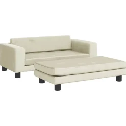 vidaXL Kinderbank met voetensteun 100x50x30 cm fluweel crèmekleurig