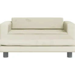 vidaXL Kinderbank met voetensteun 100x50x30 cm fluweel crèmekleurig