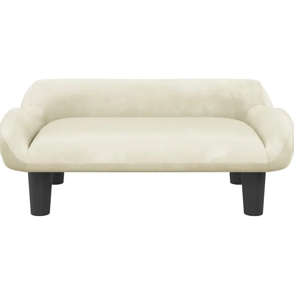 vidaXL Kinderbank 70x40x24 cm fluweel crèmekleurig