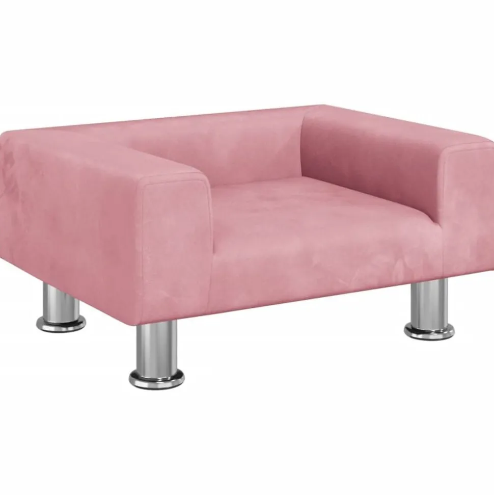 vidaXL Kinderbank 50x40x26,5 cm fluweel roze