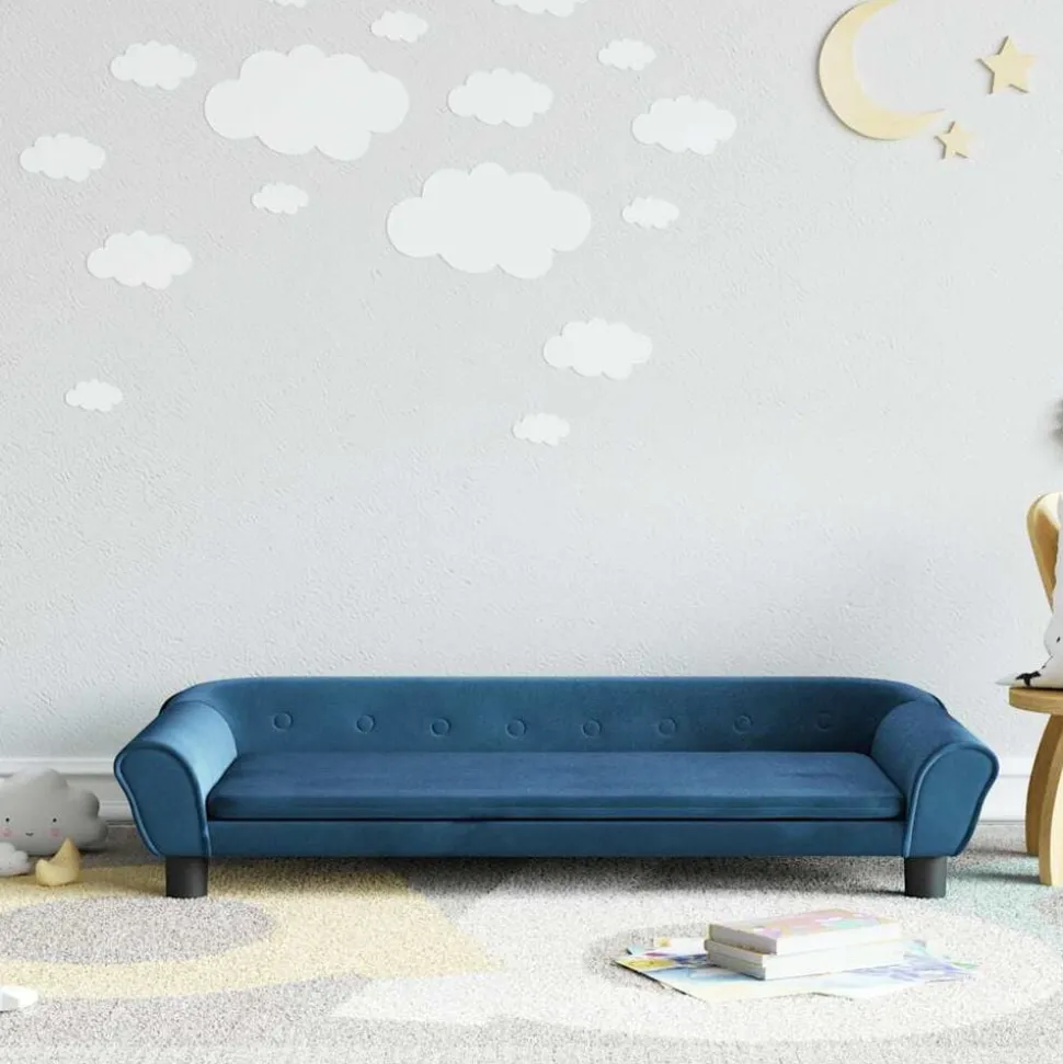 vidaXL Kinderbank 100x50x26 cm fluweel blauw