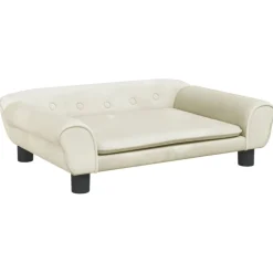 vidaXL Kinderbank 70x45x26 cm fluweel crèmekleurig
