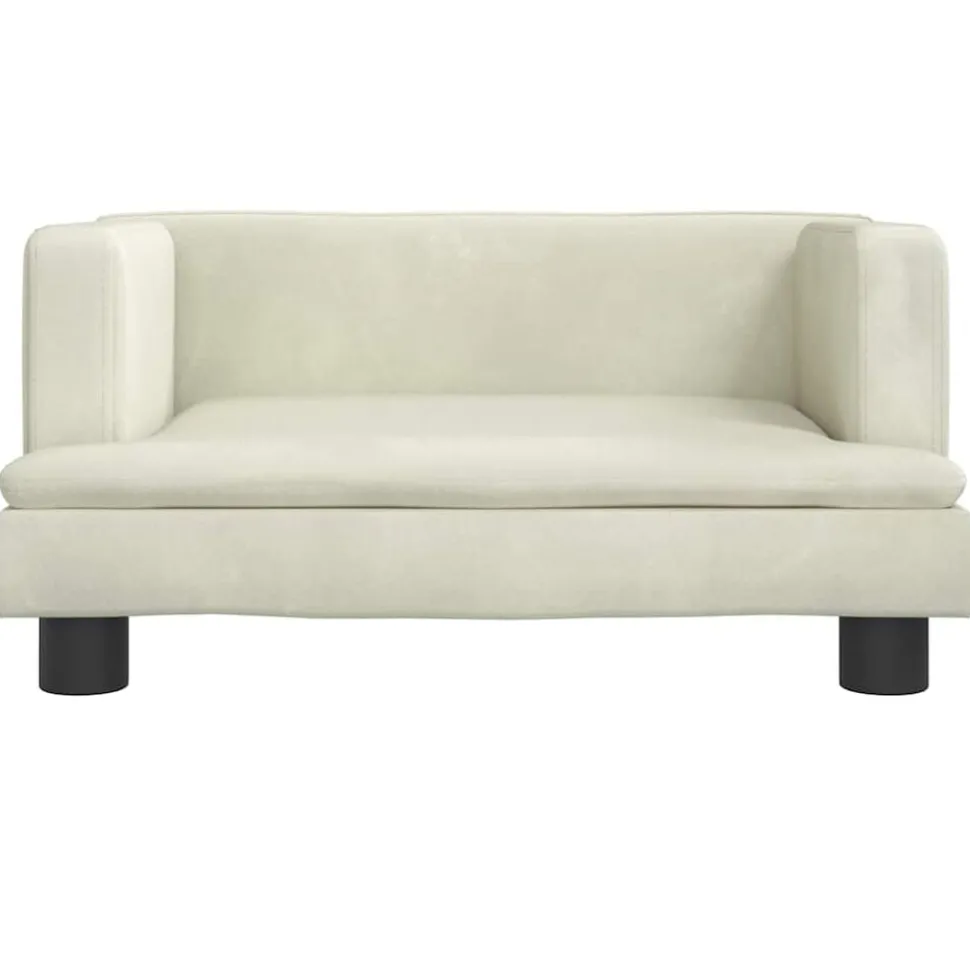 vidaXL Kinderbank 60x40x30 cm fluweel crèmekleurig