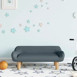 vidaXL Kinderbank 70x40x24 cm stof donkergrijs