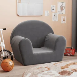 vidaXL Kinderbank zacht pluche antracietkleurig