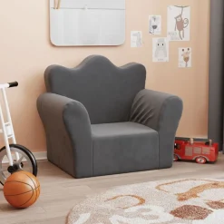 vidaXL Kinderbank zacht pluche antracietkleurig