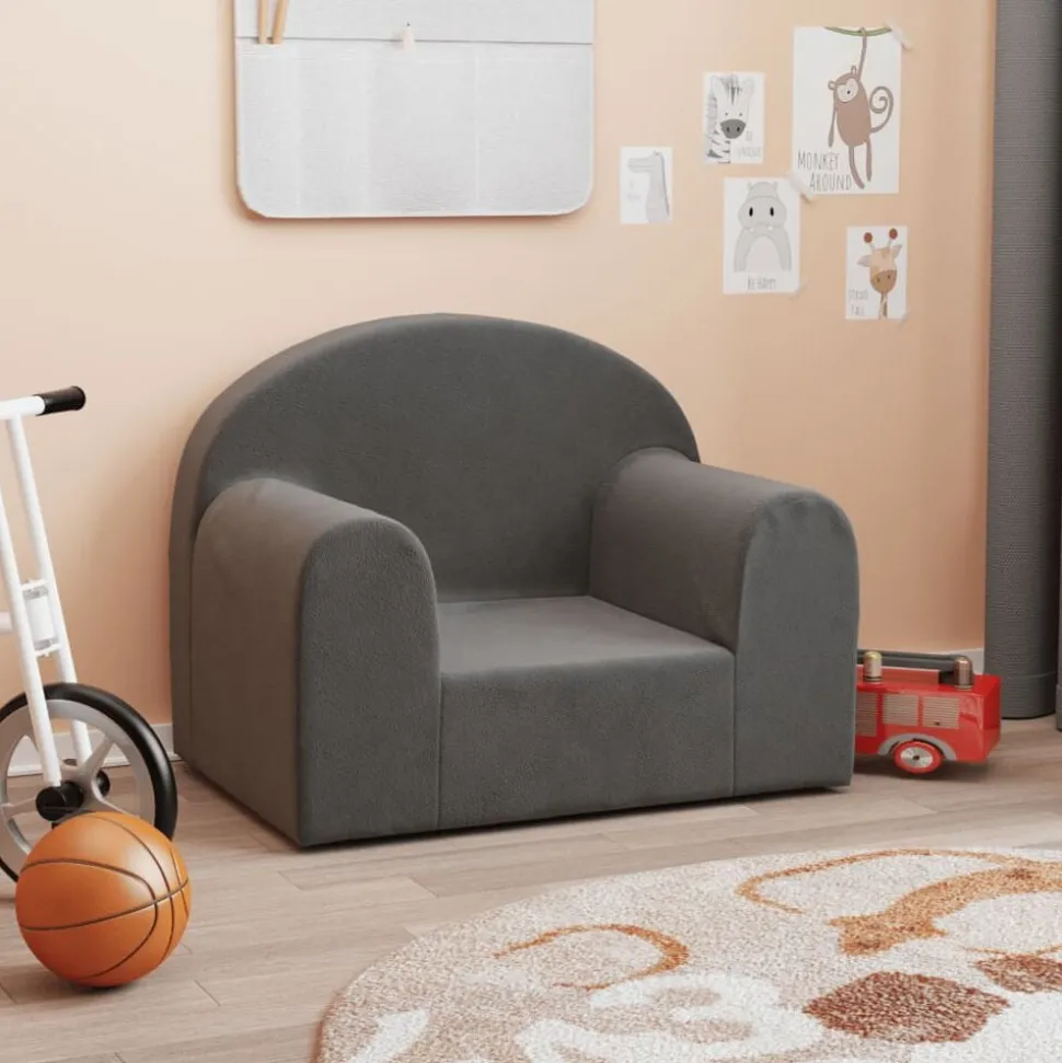 vidaXL Kinderbank zacht pluche antracietkleurig