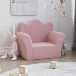 vidaXL Kinderbank zacht pluche roze