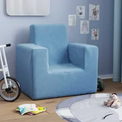 vidaXL Kinderbank zacht pluche blauw
