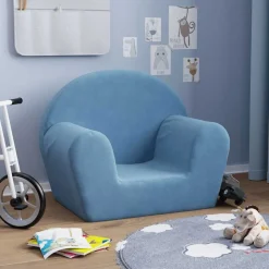 vidaXL Kinderbank zacht pluche blauw
