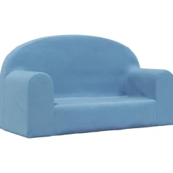 vidaXL Kinderbank 2-zits zacht pluche blauw