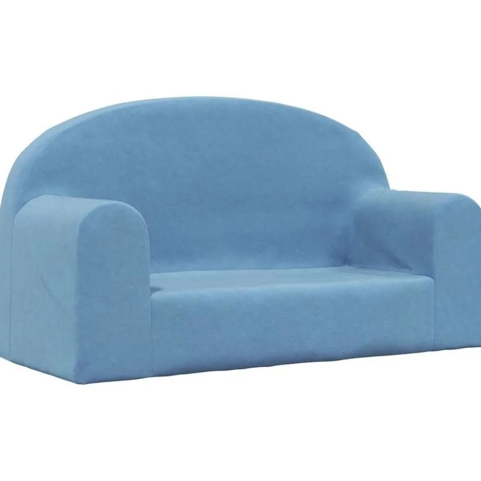 vidaXL Kinderbank 2-zits zacht pluche blauw