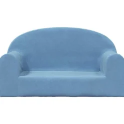 vidaXL Kinderbank 2-zits zacht pluche blauw