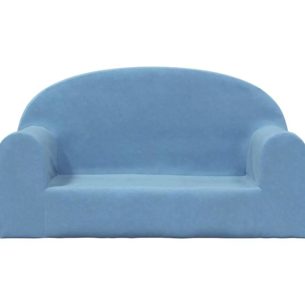 vidaXL Kinderbank 2-zits zacht pluche blauw