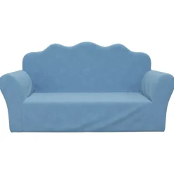 vidaXL Kinderbank 2-zits zacht pluche blauw