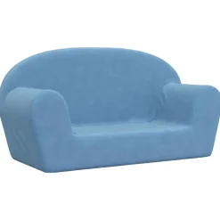 vidaXL Kinderbank 2-zits zacht pluche blauw