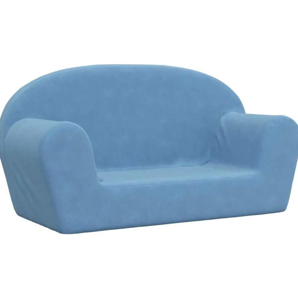 vidaXL Kinderbank 2-zits zacht pluche blauw