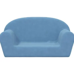 vidaXL Kinderbank 2-zits zacht pluche blauw
