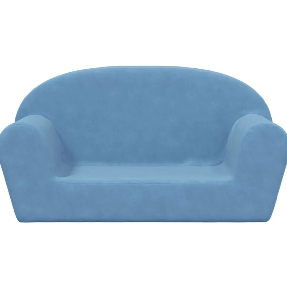 vidaXL Kinderbank 2-zits zacht pluche blauw