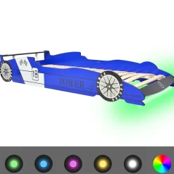 vidaXL Kinderbed raceauto met LED-verlichting blauw 90x200 cm