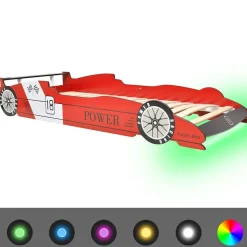 vidaXL Kinderbed raceauto met LED-verlichting rood 90x200 cm