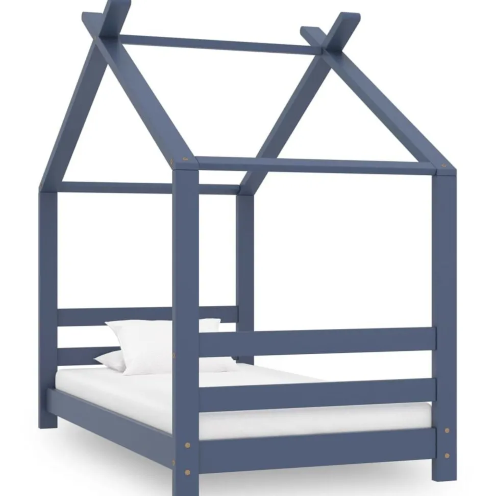 vidaXL Kinderbedframe massief grenenhout grijs 70x140 cm