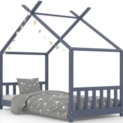 vidaXL Kinderbedframe massief grenenhout grijs 70x140 cm