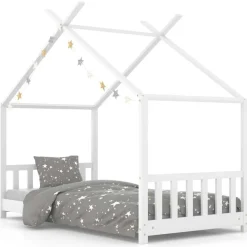 vidaXL Kinderbedframe massief grenenhout wit 70x140 cm