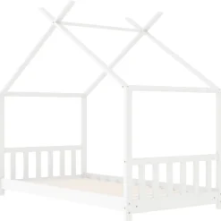 vidaXL Kinderbedframe massief grenenhout wit 70x140 cm