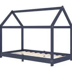 vidaXL Kinderbedframe massief grenenhout grijs 70x140 cm