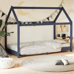 vidaXL Kinderbedframe massief grenenhout grijs 70x140 cm