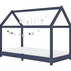 vidaXL Kinderbedframe massief grenenhout grijs 70x140 cm