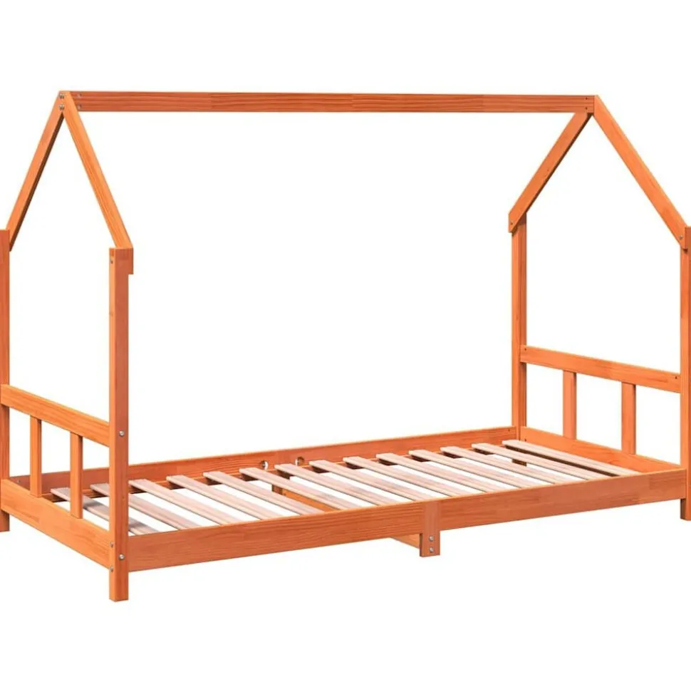 vidaXL Kinderbedframe massief grenenhout wasbruin 90x190 cm