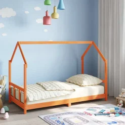 vidaXL Kinderbedframe massief grenenhout wasbruin 90x190 cm