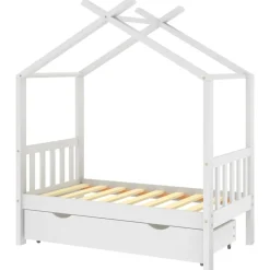 vidaXL Kinderbedframe met lade massief grenenhout 70x140 cm wit