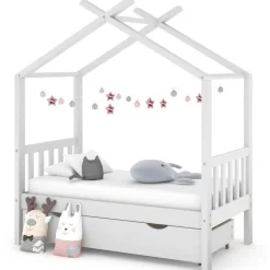 vidaXL Kinderbedframe met lade massief grenenhout 70x140 cm wit