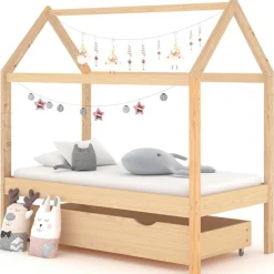 vidaXL Kinderbedframe met lade massief grenenhout 70x140 cm
