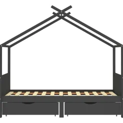 vidaXL Kinderbedframe met lades grenenhout donkergrijs 90x200 cm