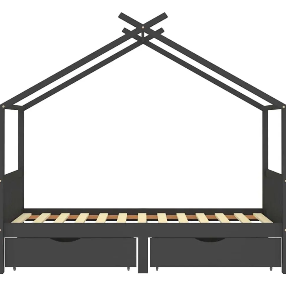 vidaXL Kinderbedframe met lades grenenhout donkergrijs 90x200 cm