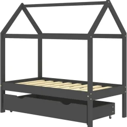 vidaXL Kinderbedframe met lade grenenhout donkergrijs 70x140 cm
